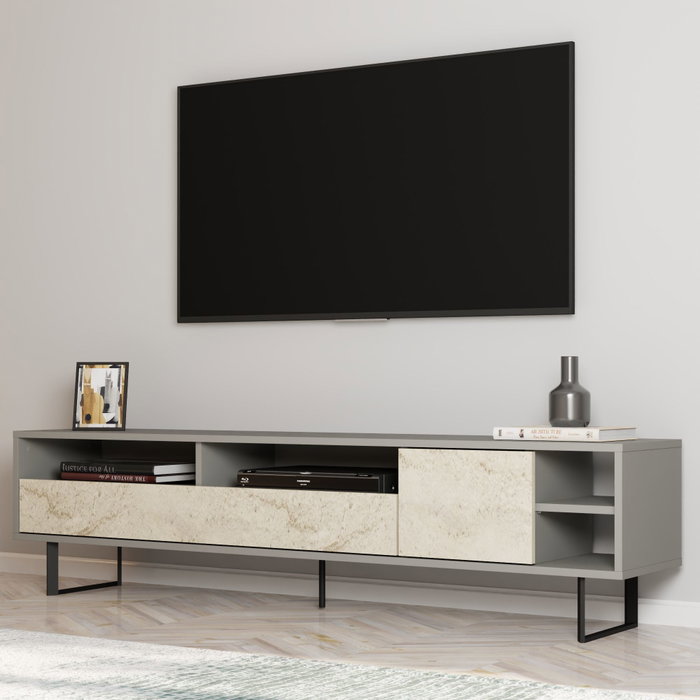 Hanah Home Luga Soporte de TV Gris y Travertino
